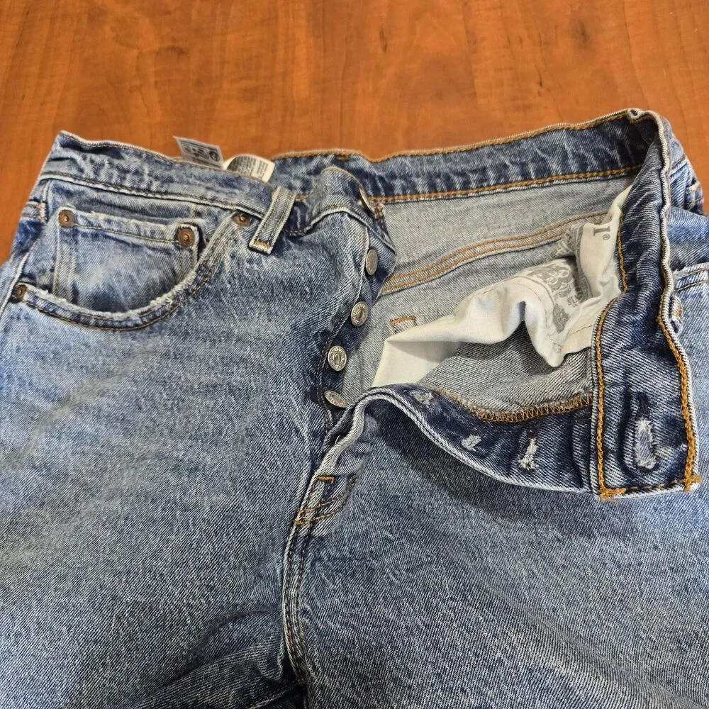 Levi's Mens 501 XX Full Button Fly 5 Pocket Light Wash Straight Leg Jeans 33x26